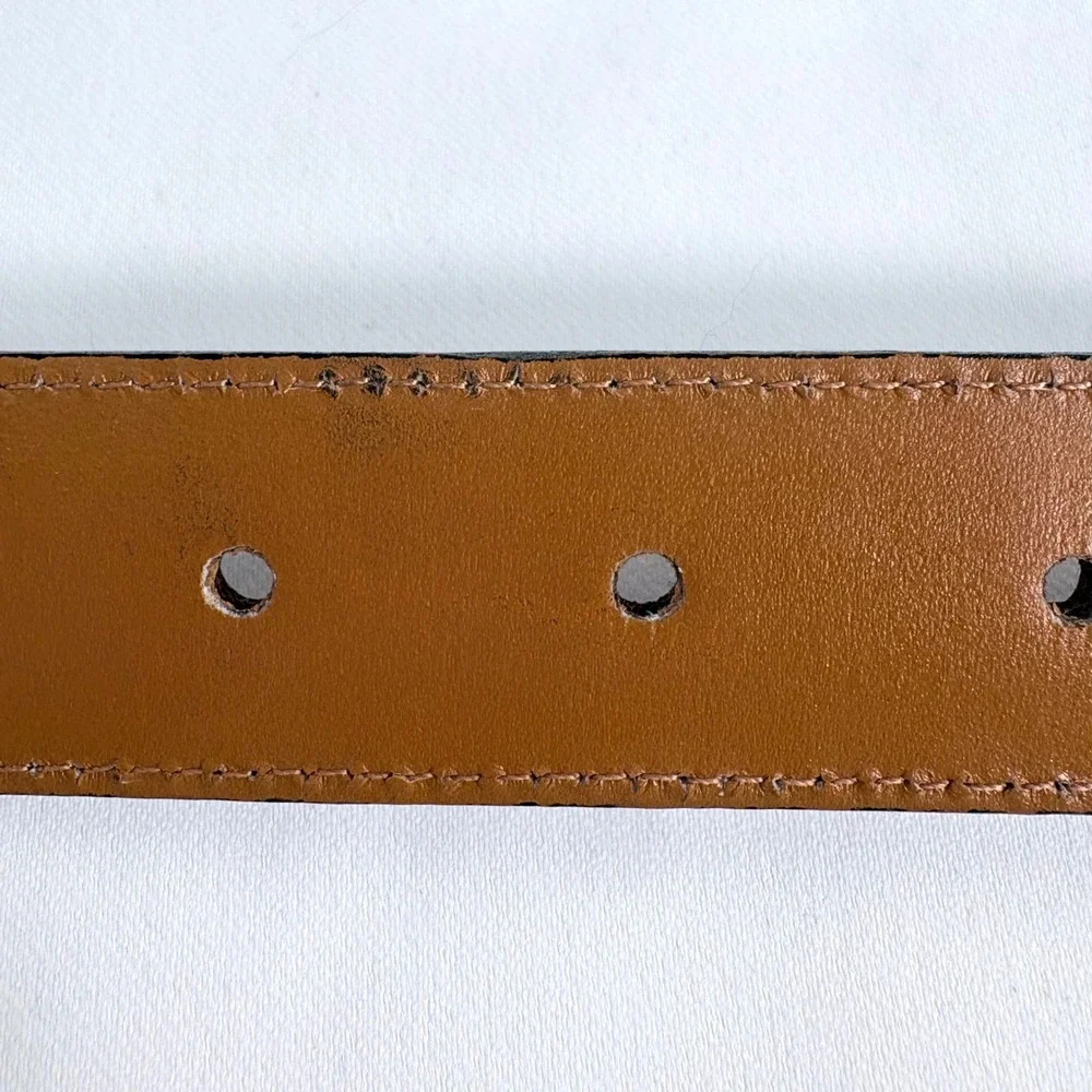 Polo Ralph Lauren Belt Brown Pebble Grain Leather Silver Buckle Mens 34 Vintage